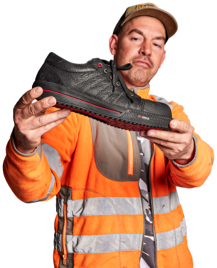 Jos the builder with the Redbrick Ruby safety shoe